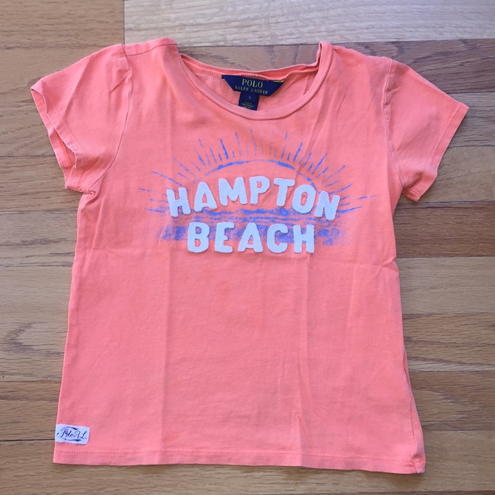 Polo RL girls sz 5 cotton graphic T, orange